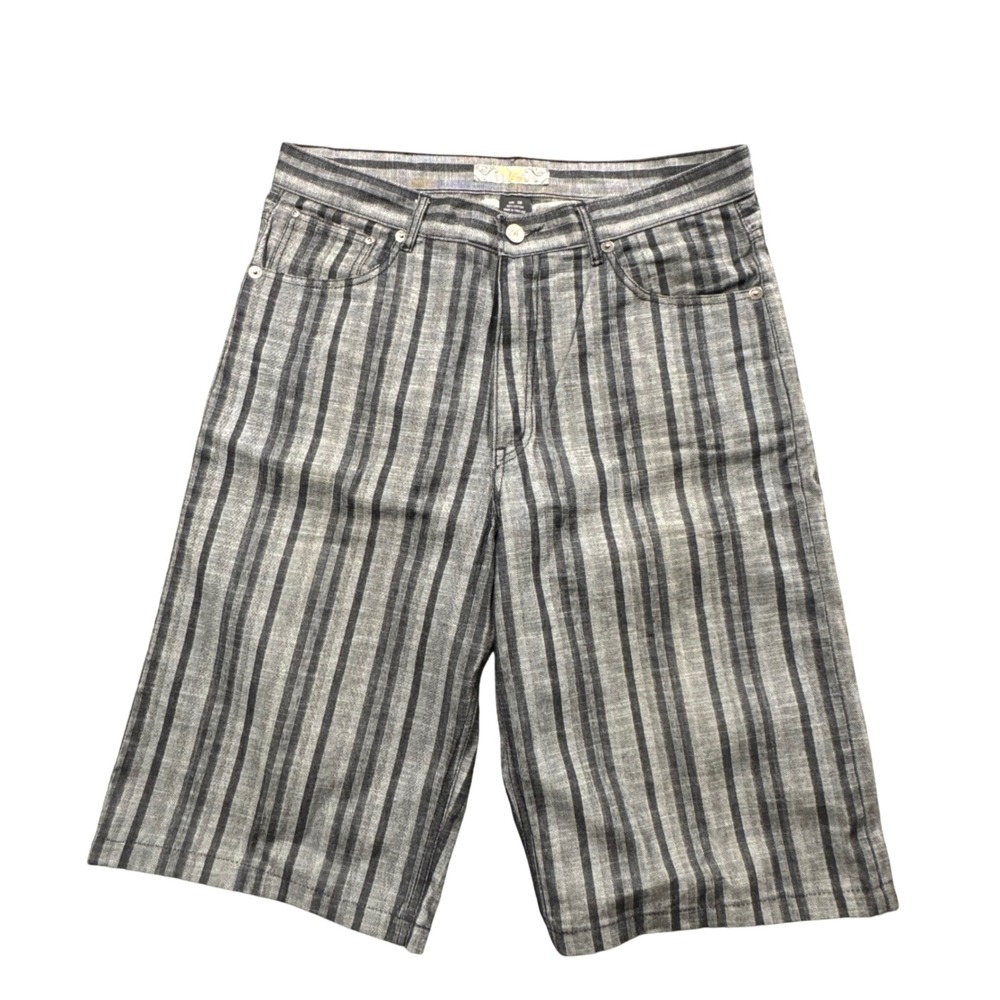 Brooklyn Xpress Shorts Mens 38 Y2K Grunge Striped Denim Indie Sleaze Skater